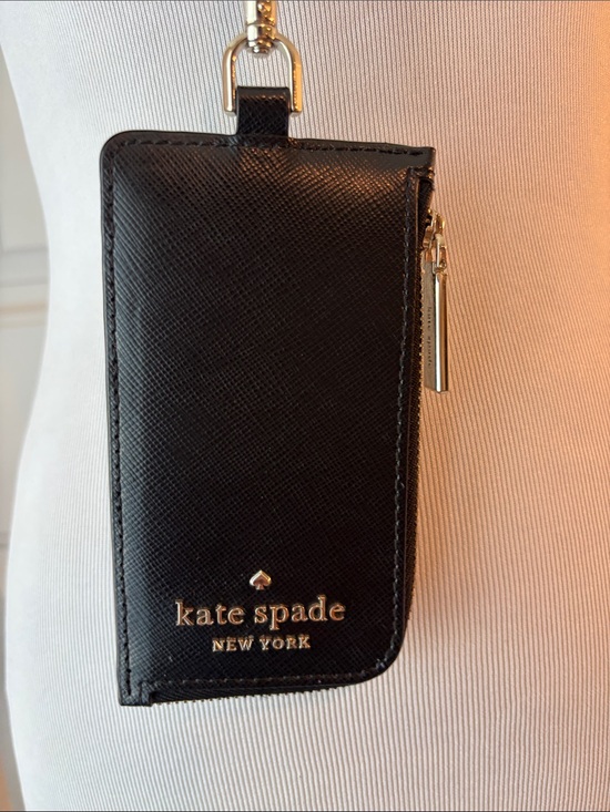 kate spade Handbags - kate spade Black Saffiano Leather Lanyard Card Case with Gold Hardware